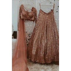 Beautiful pastel colors sequence work Georgette lehenga choli